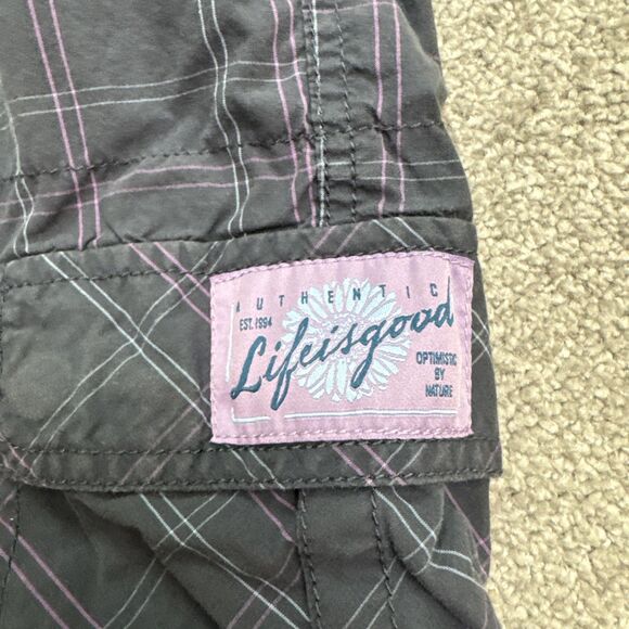 Life Is Good Cargo Capri Pants Womens 6 Blue Pink Plaid Cotton Casual Outdoor - Picture 4 of 14